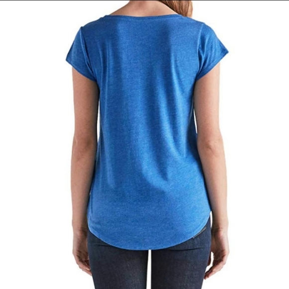Lucky Brand Tee Pineapple Print Scoop Neck Short Sleeve Blue L NWOT - Picture 6 of 12